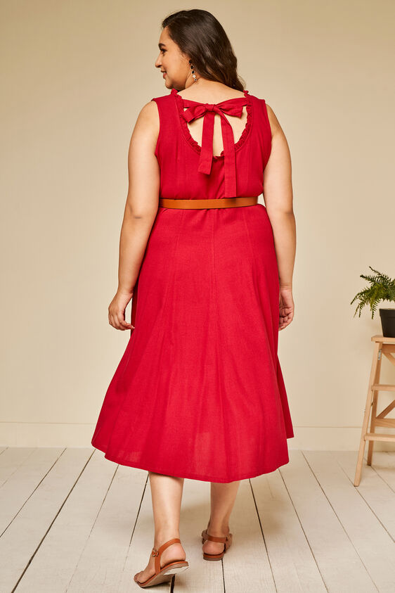 Red Solid Straight Dress, Red, image 10